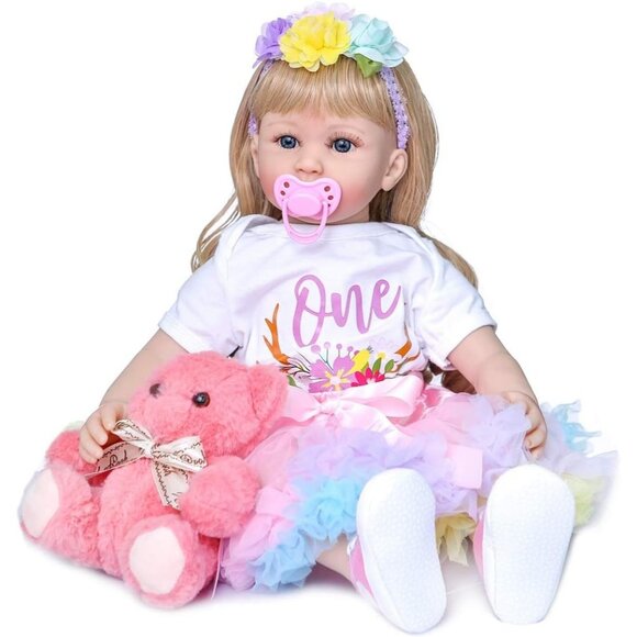Lifelike Toddler Reborn Doll Silicone 24 Inch Realistic Reborn Baby Doll Girl - Picture 2 of 5